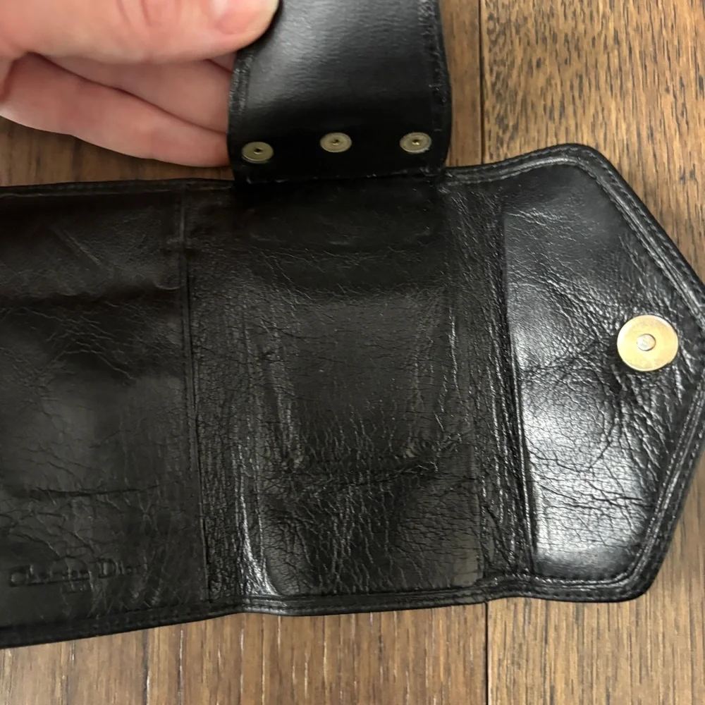 Vintage Christian Dior Key case 6 Key holder Black Gold leather Authentic